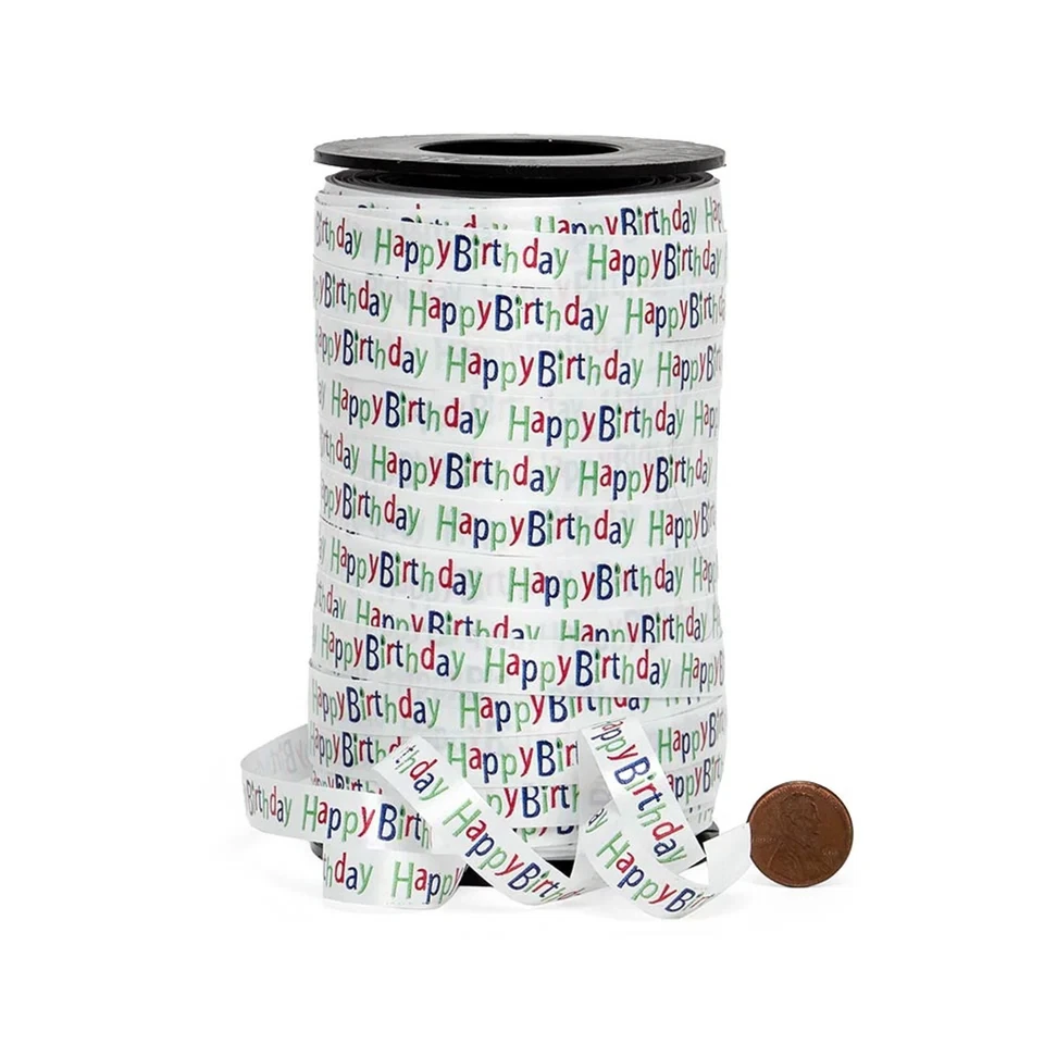 Happy Birthday Printed Curling Ribbon - 3/8in. x 250 Yards (pm44365412) - Image 1 of 1