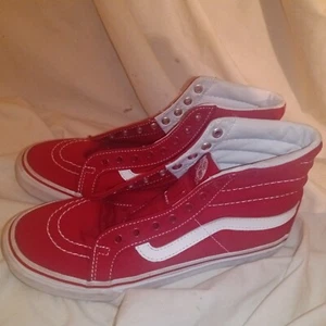Vans red and white canvas hitops skater shoes 721494 US womens 7.5 mens 6.0  - Picture 1 of 11