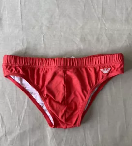 Emporio Armani men’s swim Brief SEXY Beachwear Red White Logo 46 XS - Picture 1 of 4