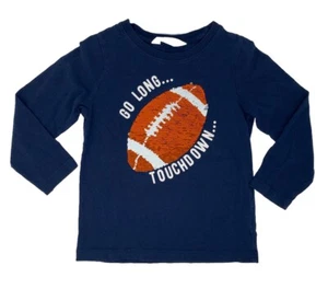 H&M Unisex Kids 4-6 Years Blue Sequin Football Long Sleeve Shirt - Picture 1 of 6