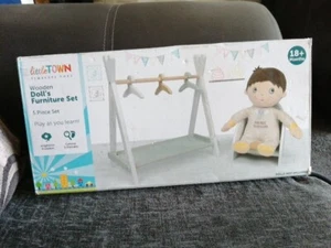 Little Town Wooden Dolls Furniture Set Potty, Clothes Rail & Hangers new defects - Picture 1 of 4
