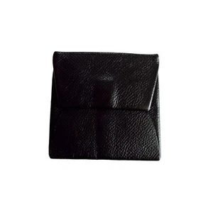 Hermès Chèvre Mysore Bastia Verso Women Black Goatskin Leather Folded Coin Purse - Picture 1 of 13