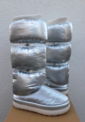 BOTAS DE NIEVE UGG PLATEADAS CLÁSICAS MAXI ULTRA ALTAS INVIERNO, MUJER US 7/ EUR 38 ~NUEVAS Foto 1 de 4