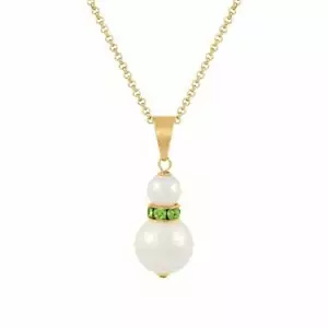 Alpine Peridot Crystal White Shell Pearl Gold Tone Pendant - Picture 1 of 3