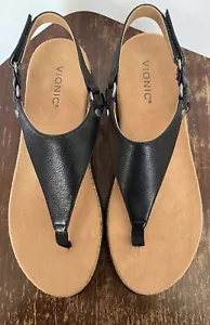 NEW W/box Vionic Kirra II Sandals Black Leather T-Strap Women’s Size 9 - Picture 1 of 11