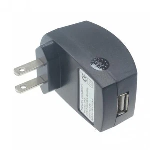 HOME WALL OUTLET USB CHARGER TRAVEL AC POWER ADAPTER BLACK For CELL PHONES - Picture 1 of 3