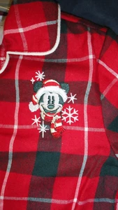 Size 7/8  Mickey Mouse Santa Christmas Red Plaid Flannel Pajama Set NWT Disney - Picture 1 of 2