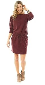 Crave Designs Womens long Sleeve Cinched Madison Stretchy Sheath Dress Purple XS - Picture 1 of 2