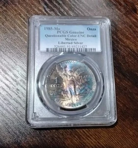 1985-Mo Libertad PCGS UNC Detail (Fragwürdige Farbe) Tonung. 1 Onza .999 - Bild 1 von 5