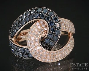 14k Rose Gold EFFY Blue & White Diamond Bella Bleu Love Knot Ring 5.9g i18871 - Picture 1 of 5