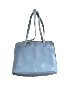Wilson Leather Pelle Studio Light Blue Leather ATTACHÉ BAG PURSE - Picture 1 of 16
