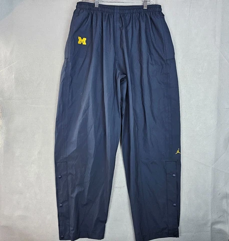 Michigan Wolverines Jordan Pants Mens XXL Blue Windbreaker Zip Snap Ankle Nike Cover