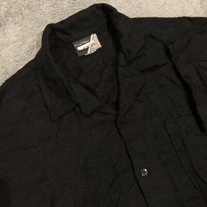 Camisa De Colección Kik Wear Botón Manga Corta Rayón Para Hombres XL Negra EE. UU. Cuello de Campamento - Imagen 1 de 9