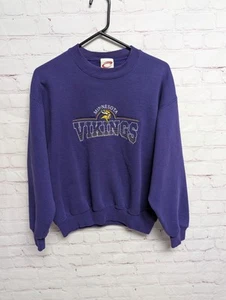 Sudadera atlética vintage de los Minnesota Vikings púrpura cuello redondo cuadro mediana usada en excelente estado 071 - Imagen 1 de 7