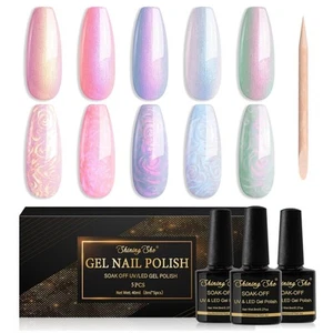 Nagellack UV Pearl Effect,5 Farben Meerjungfrau Pearl Rosa Weiß Grün UV Nagel... - Bild 1 von 10