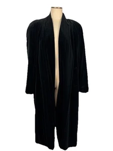 Vintage Black Velvet Long Opera Coat Dress Gothic Evening J S Collections Small - Picture 1 of 12