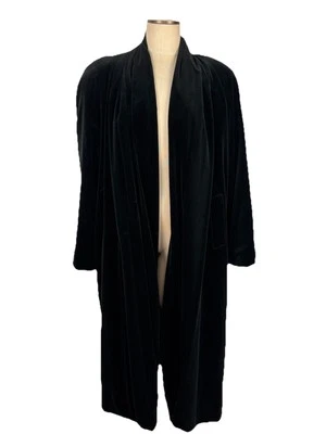 Vintage Black Velvet Long Opera Coat Dress Gothic Evening J S Collections Small - Image 1 of 4