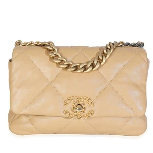 Chanel Tasche Beige Gesteppt Lammleder Chanel 19 Flap - Bild 1 von 9