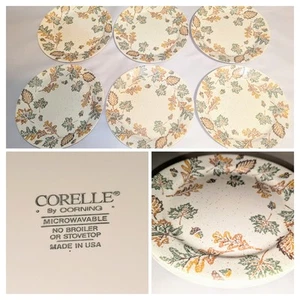 Piatto Vintage Corelle Foglia Maculata Autunno Autunno Foglie 101/4" RARO x6 Piatti A+ - Foto 1 di 16