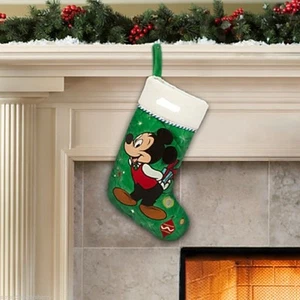 Disney Store Mickey Mouse Medias de Navidad Verde 2014 Nuevas - Imagen 1 de 4