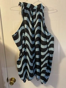 SHEIN Curve 1X Women’s Tie Neck Cold Shoulder Blouse  - Picture 1 of 4