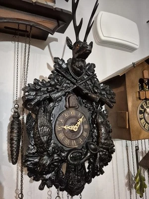 Vintage First Of A Kind 8 Day Hunting German Cuckoo Clock Rabbit Bird Very RARE! - Image 1 of 4