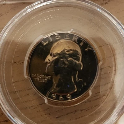 1969 S Washington Quarter Proof Doubling all over Date Mint Mark In god we trust - Image 1 of 4