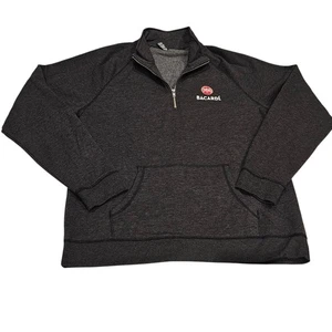 Bacardi Men's 1/4 Zip Fleece Sweatshirt Pullover Kangaroo Pockets Black Size XL - Bild 1 von 8