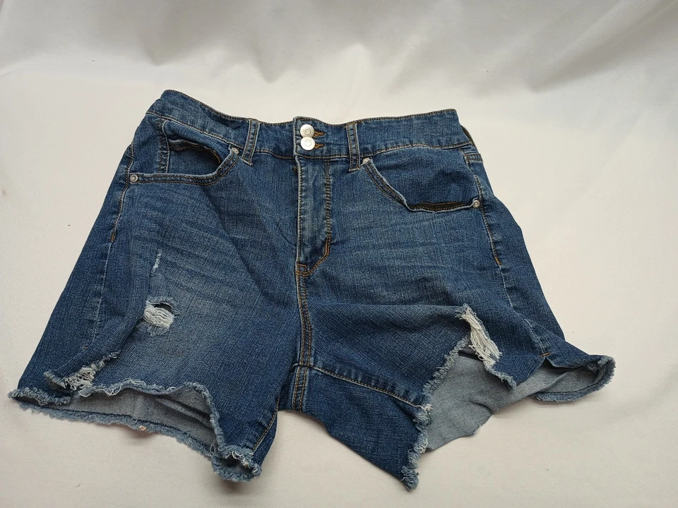 Energie Shorts Womens 11 Juniors Blue Distressed Cut Off Hem  - Image 1 of 4