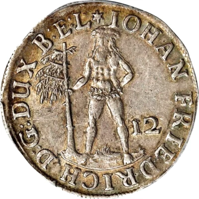 1670 German States Brunswick Luneberg Wildman 12 Mariengroschen PCGS AU 55 - Image 1 of 4