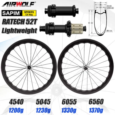 AIRWOLF Sawtooth T1100 Carbon Rennrad Laufradsatz Gravel Laufräder 52T Ratchet - Bild 1 von 4