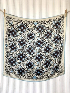 Foulard Carré de soie Vintage Fleurs Seventies Cadeau pour Femme FO719 - Imagen 1 de 12