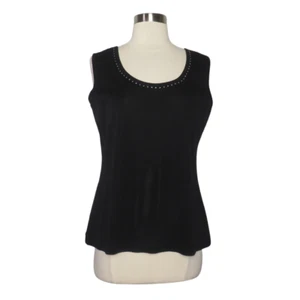 Exklusiv Misook einfarbig schwarz Strass U-Ausschnitt Strick Tank Top Wmns Gr. M - Bild 1 von 9