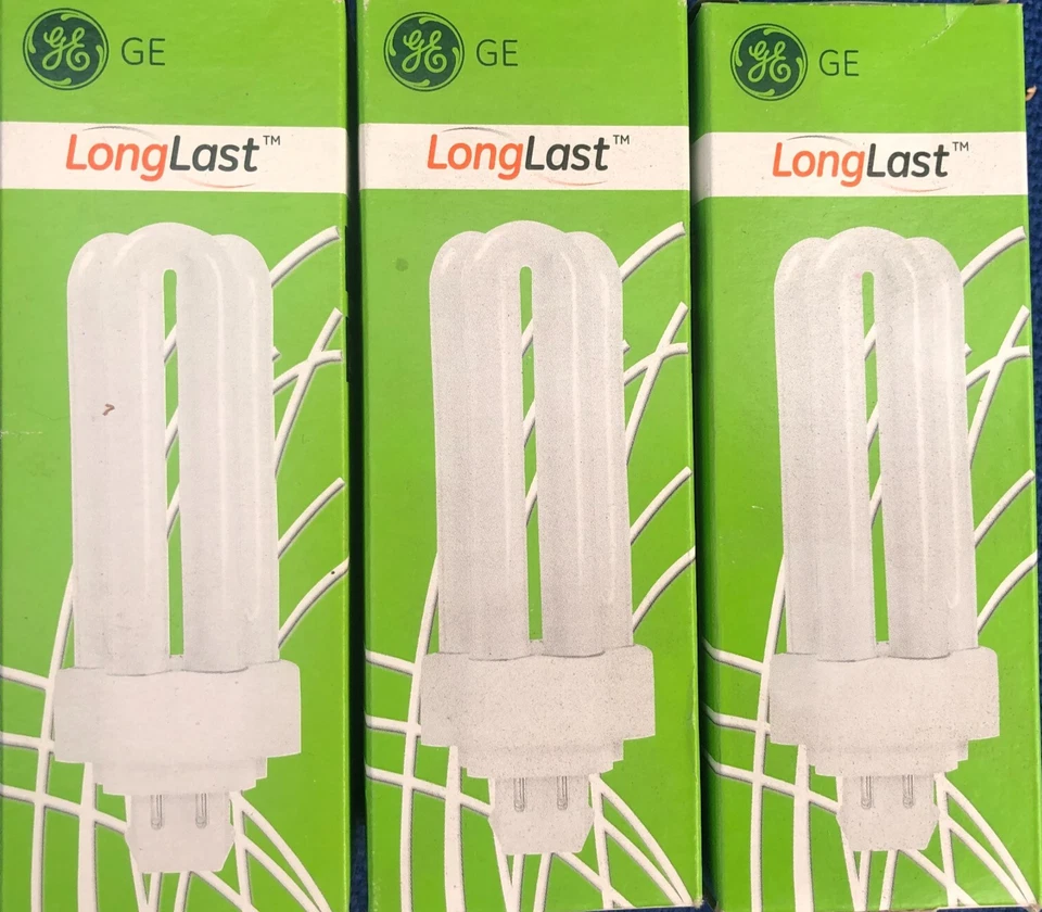 3 X GE BIAX T/E 26W 4 PIN 840 COOL WHITE GX24q-3 DULUX CFL COMPACT FLUORESCENT - Image 1 of 1