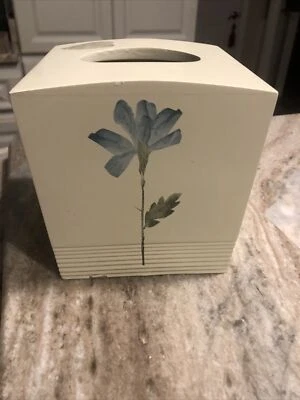 Croscill Spa Лист Тканевая Коробка Держатель Чехол Редкий Синий Цветочный  - Изображение 1 из 4