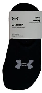 UA Women's Liner No Show Socks, Medium, Black White, 6 Pairs Never Opened - Picture 1 of 3