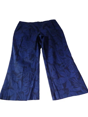 Pantalón Ashley Stewart Talla 22 Azul Floral Elegante Plisado Elastizado Tropical Palmeras Cremallera Foto 1 de 4