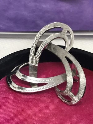 SPILLA IN ARGENTO CON INTRECCI  VARIE LAVORAZIONI ANNI 50/60  ITALIANA VINTAGE - Immagine 1 di 4