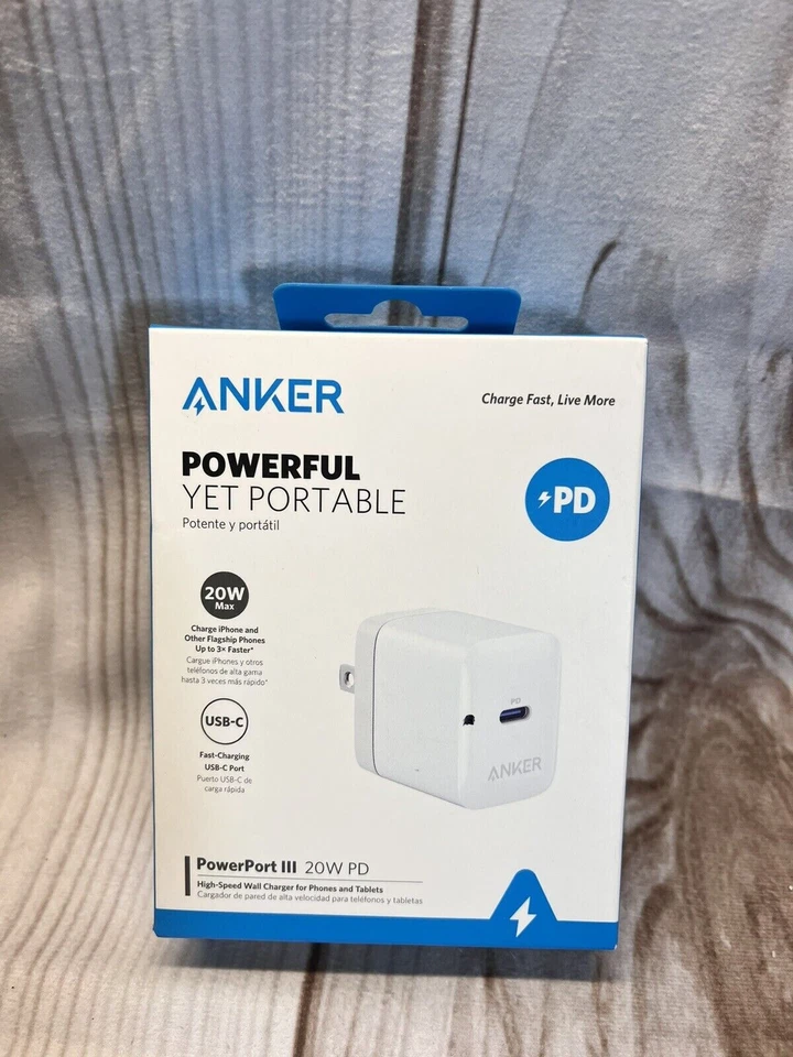 Cargador de pared Anker PowerPort III 20W USB-C PD suministro de energía - blanco Foto 1 de 1