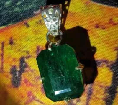 Сертифицированный натуральный изумруд серебро 925 пробы изумруд огранка подвеска драгоценный камень 35,30 карат - Изображение 1 из 4