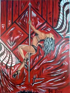 Erotic Redd Beautiful Woman Painting By Jeff Ewing - Picture 1 of 1
