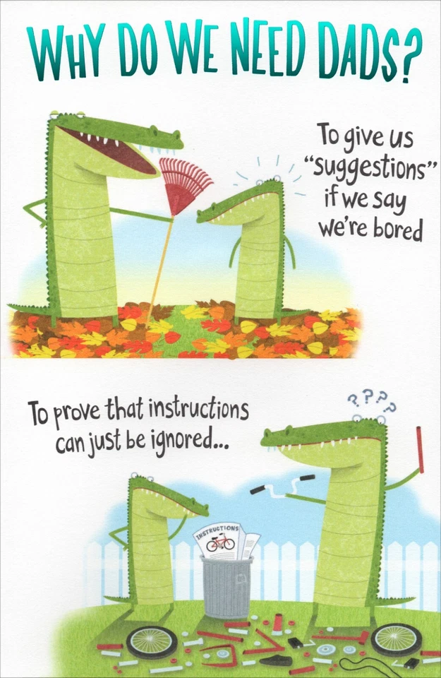 Large Funny FATHER'S DAY Card, "Why Do We Need Dads?" by American Greetings +✉ - Image 1 of 4