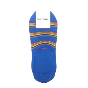 PAUL SMITH Mens No Show Multicolor Stripe Cotton Socks Blue (MSRP $30) - Picture 1 of 2