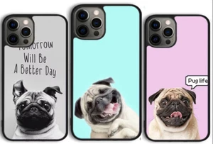 Cute Puppy Pug Dog Mops Chien Coque Cover Case For Iphone 16 Pro Max 15 14 13 12 - Photo 1 sur 8