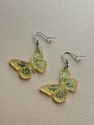 Butterfly Earrings, Gold Mirror, Surgical Stainless Steel Hooks, Light-weight - image 1 of 2