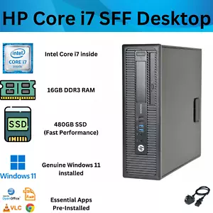 Latest Windows11 Fast Core i7 Desktop PC HP 800G1 SFF 16GBRAM 480GB SSD Warranty - Picture 1 of 9