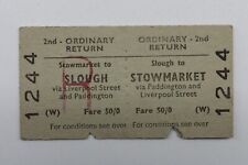 Railway Ticket Slough to Stowmarket 2nd class BRB (W) #1244