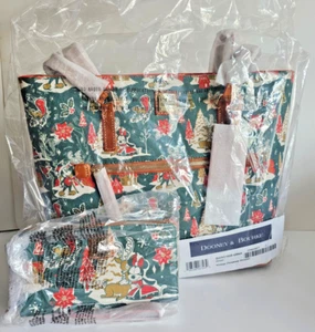 Disney Mickey & Minnie Winter Christmas Dooney & Bourke Tote Bag & Wallet NWT - Picture 1 of 11