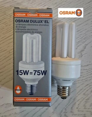 Osram Energiesparlampe Röhre Dulux EL 15W E27 900lm warm weiß Germany - Bild 1 von 4