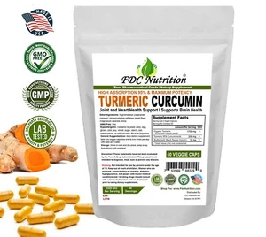 Turmeric Curcumin High Absorption 95% 2000MG with Black Pepper Extract 60 CAPS - Picture 1 of 2
